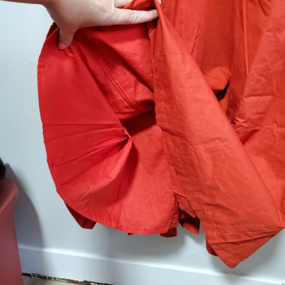 ABERCROMBIE & FITCH NWT Puff Sleeve Slim Poplin Midi Dress V-Neck Red Women's XS - Picture 4 of 16